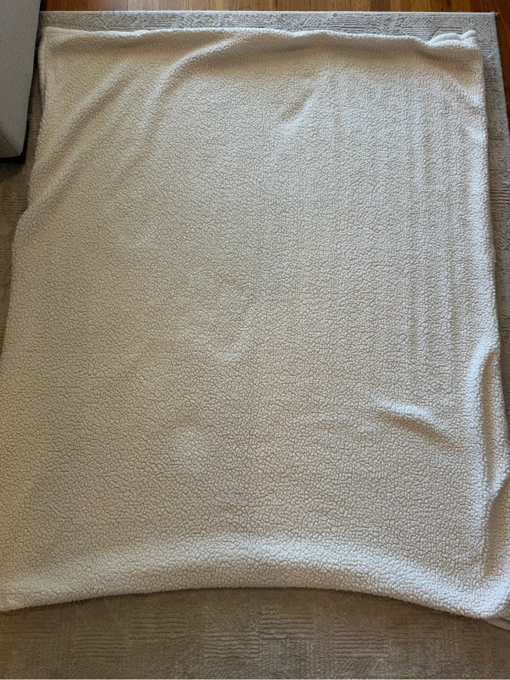 Pottery Barn Ivory Cable Knit Sherpa Throw Blanket 50x60 Cozy Plush